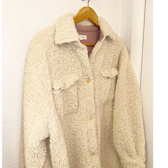 BASIN + RANGE Oversized Sherpa Jacket in Beige /Cream /Natural SZ: Medium/Large - Picture 3 of 12